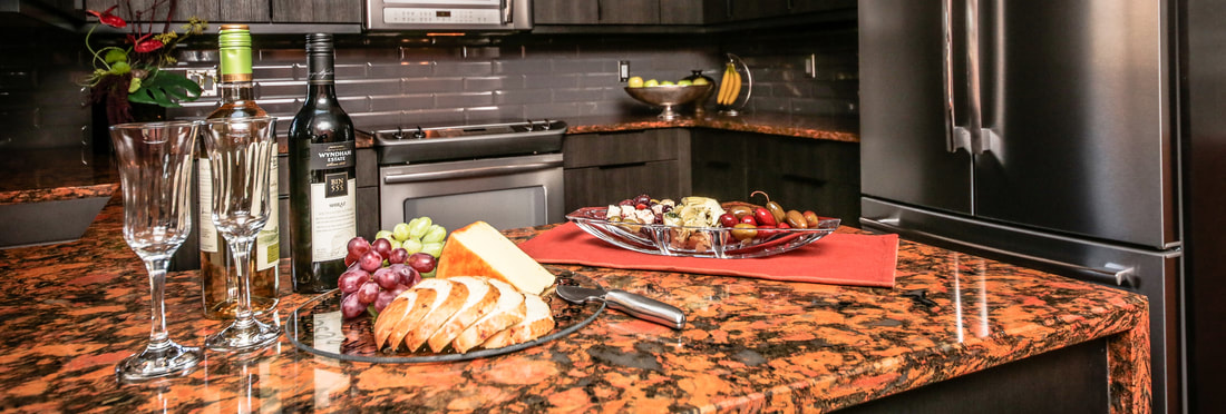 Aberdeen Cambria Countertop with Apps and Wine