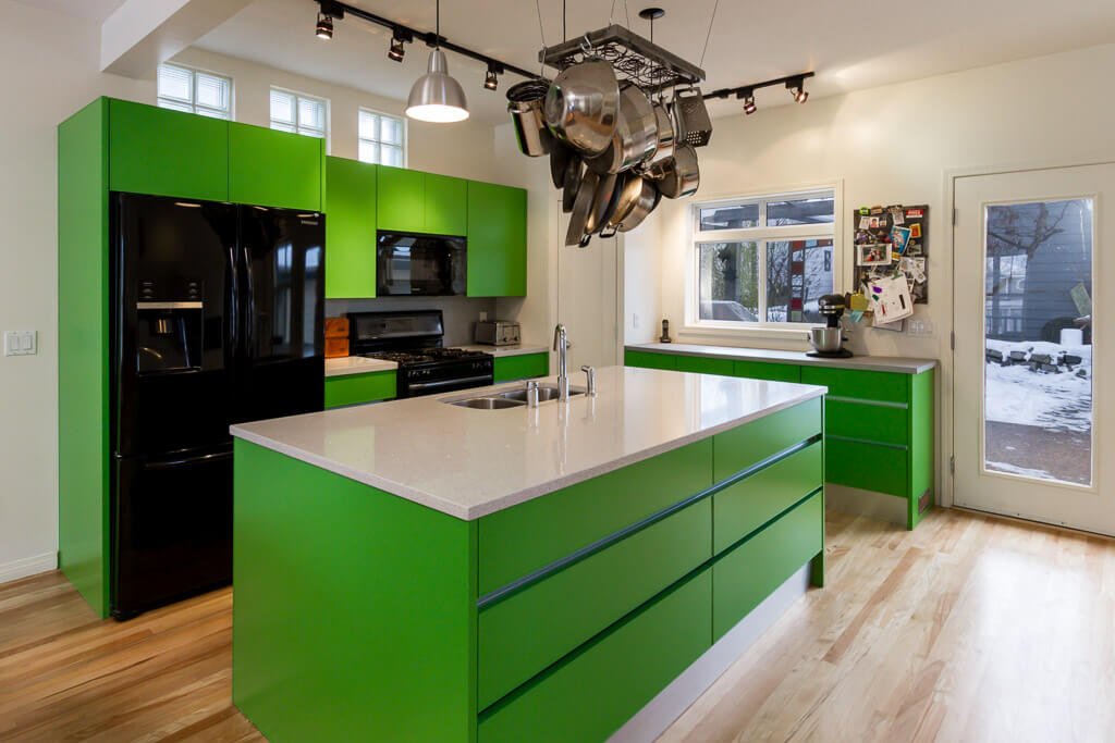 Metal Cabinets with Green Powder-Coated Finish